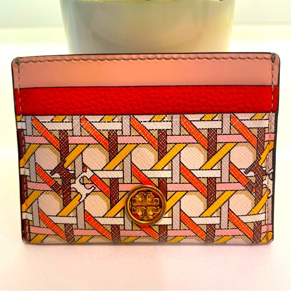 Tory Burch Accessories - TORY BURCH Robinson Rattan Textured Leather CARD Case Holder!